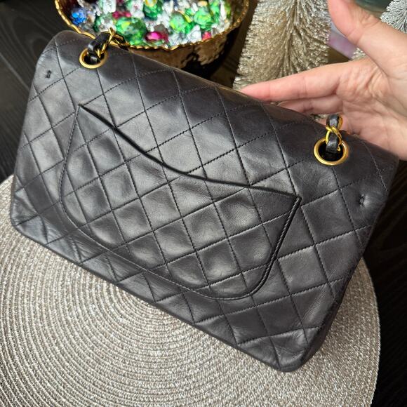 Vintage Chanel Medium Dark Brown Lambskin 24k Gold Plated Double Flap Bag - Picture 4 of 16